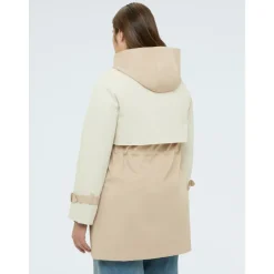 Trench coat à capuche bicolore