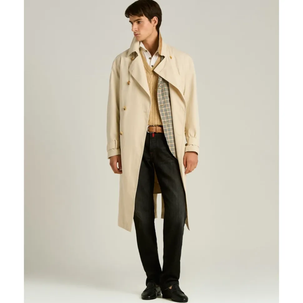 Trench-coat croisé en coton technique