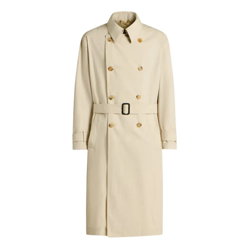 Trench-coat croisé en coton technique
