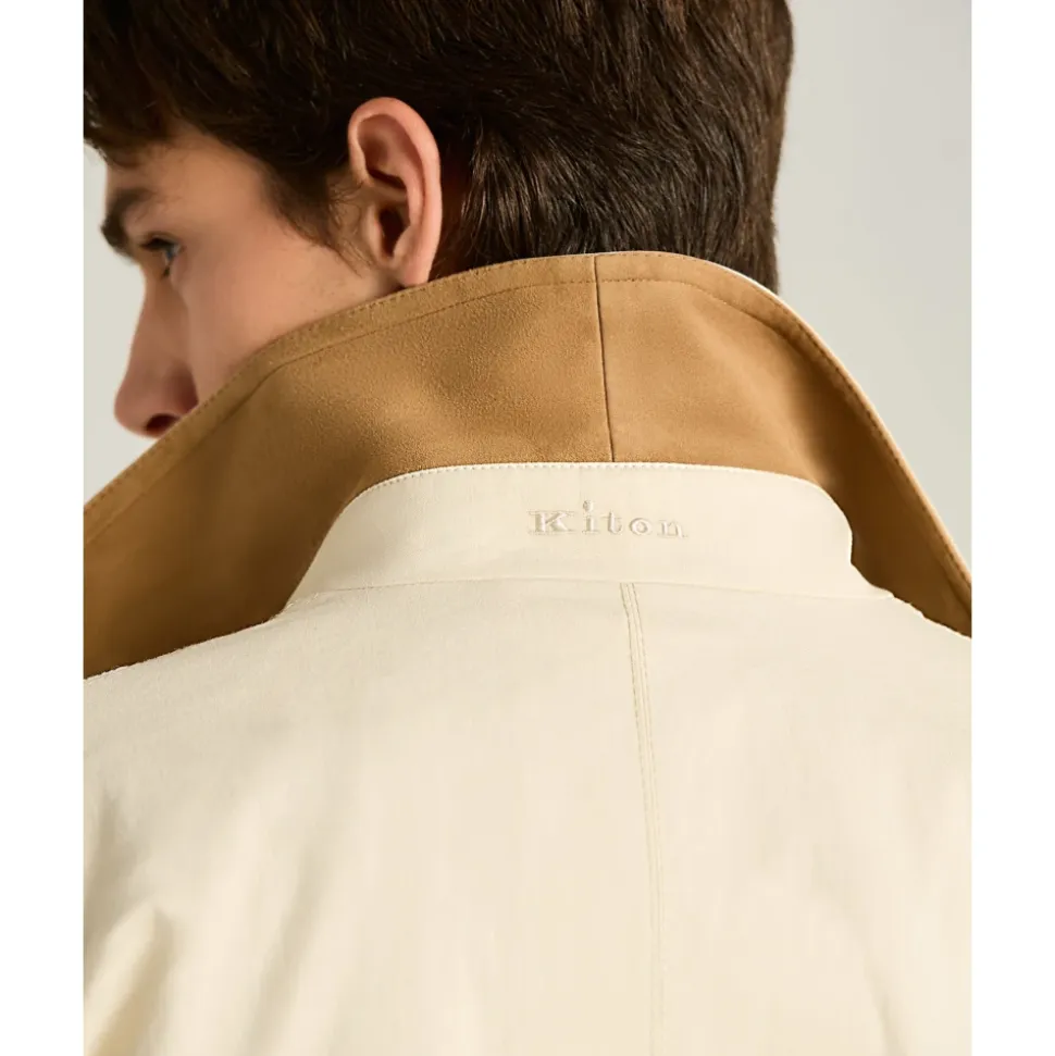 Trench-coat croisé en coton technique