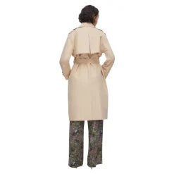 Trench long en gabardine de coton avec foulard