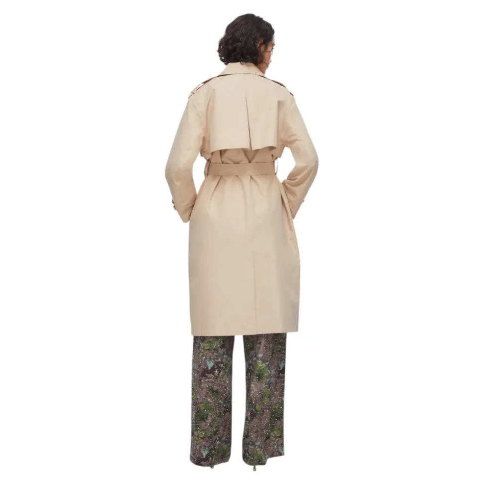 Trench long en gabardine de coton avec foulard