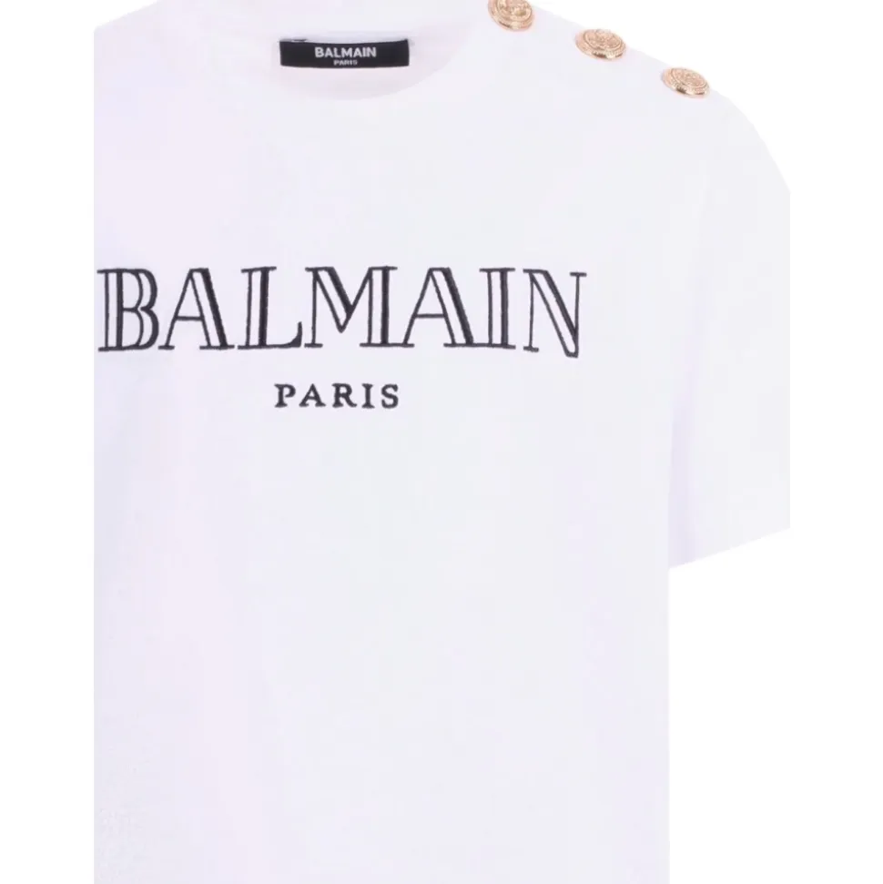 T-shirt avec Détail de Boutons et Logo