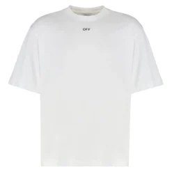 T-shirt col rond côtelé en mélange de coton