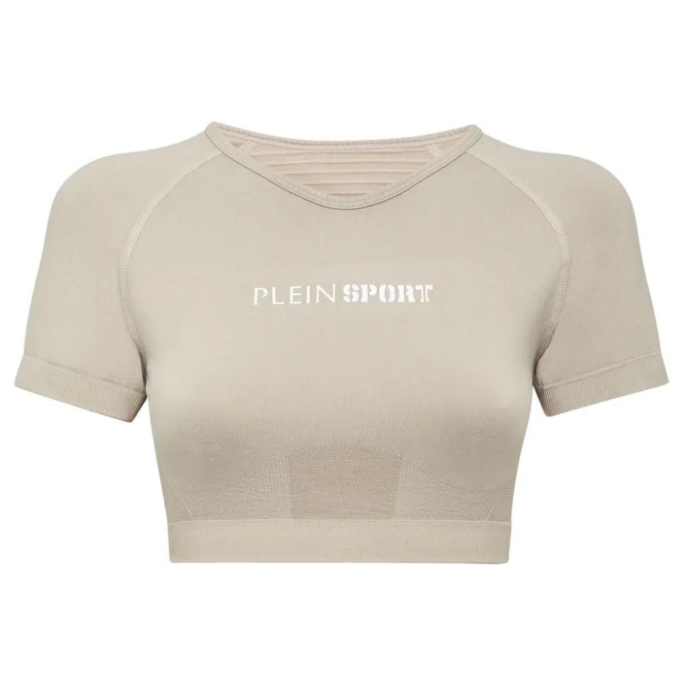 T-shirt court sans coutures à col en V