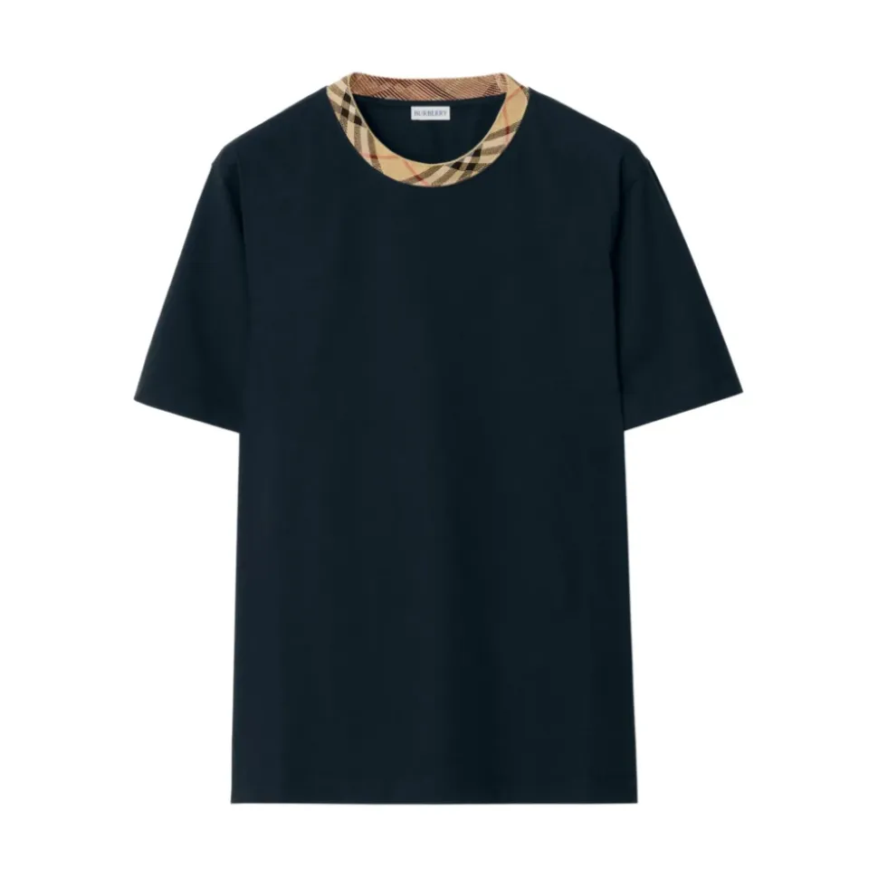 T-shirt en coton avec bordure à carreaux