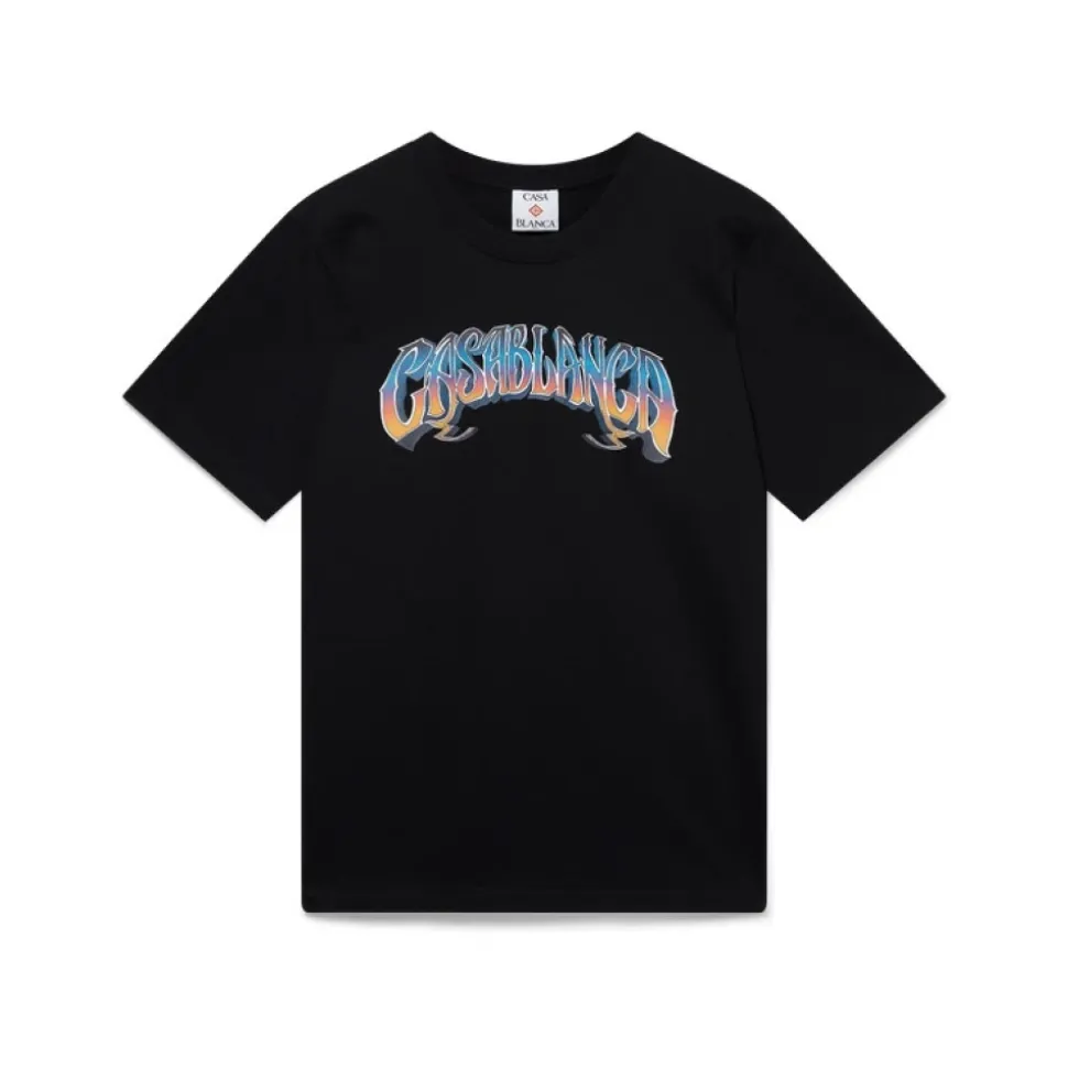 T‑Shirt Manches Courtes à Logo Gothique Dégradé