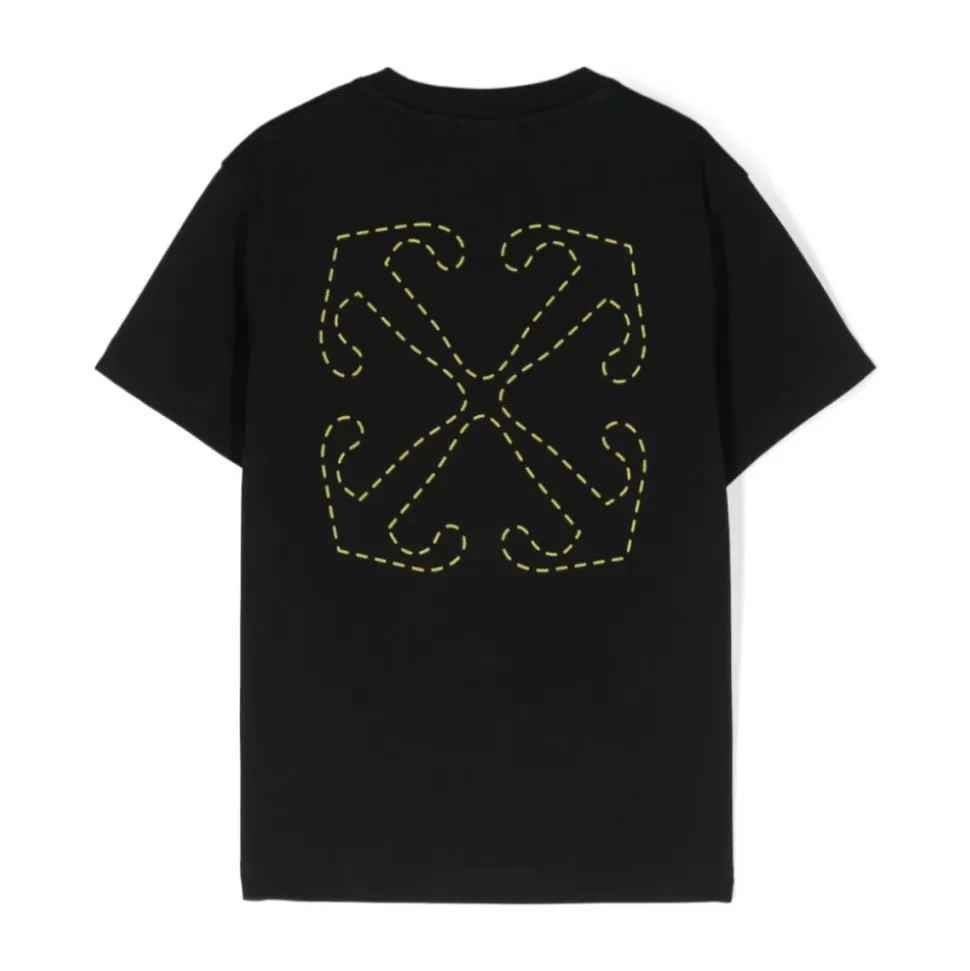 T-shirt Noir avec Logo Imprimé et Col Rond