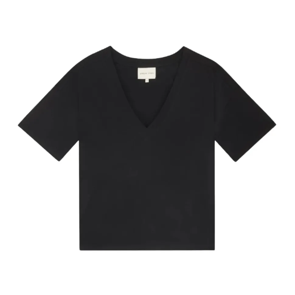 T-Shirt Noir en Coton Col en V