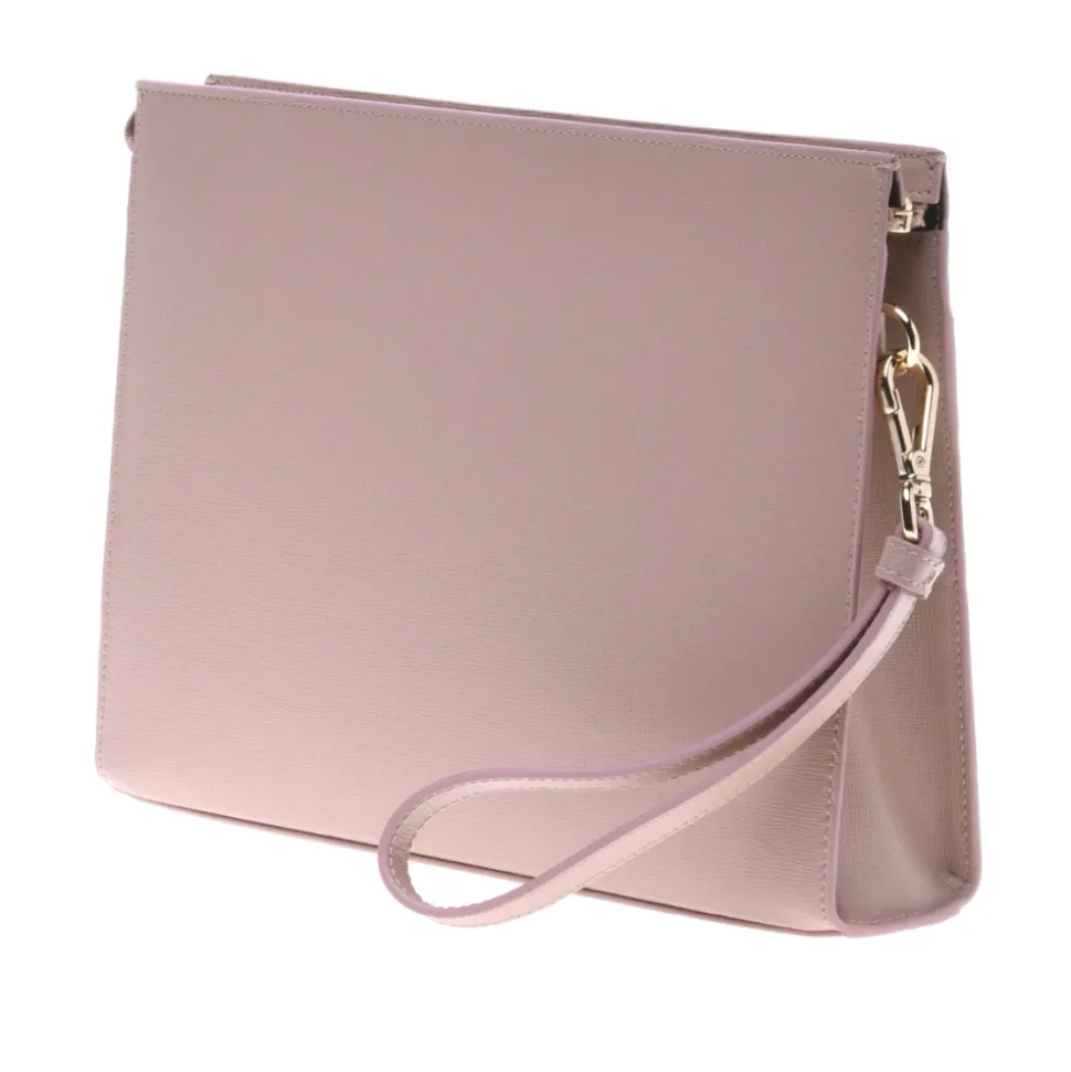 Unisex nude saffiano clutch bag