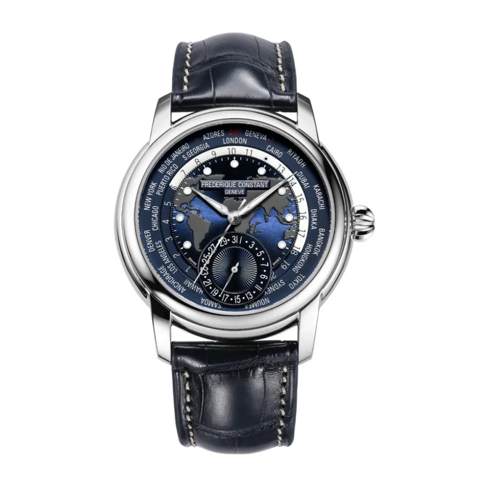 Uomo - FC-718NWM4H6 - Fabriquer Worldtimer 42mm GMT Le cuir STRAP