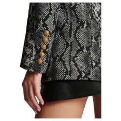 Veste Croisée à 2 Boutons en Jacquard Peau de Serpent