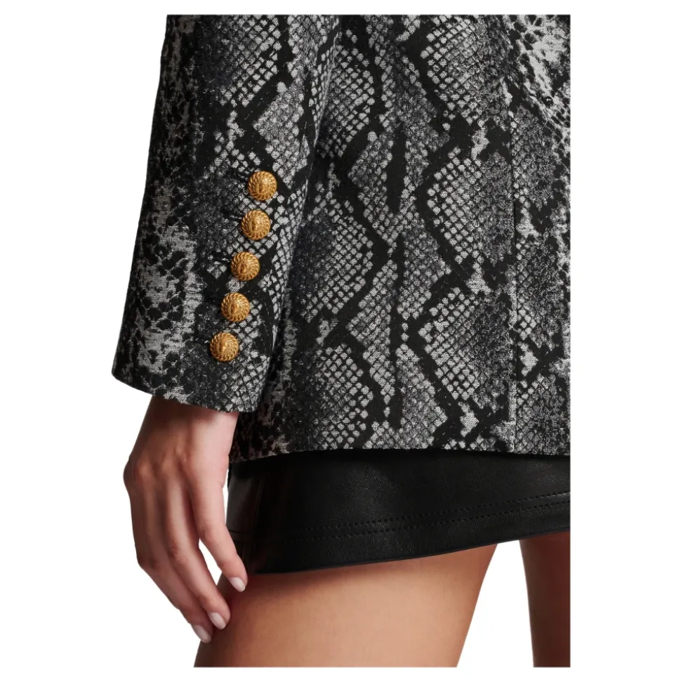 Veste Croisée à 2 Boutons en Jacquard Peau de Serpent