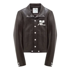 Veste à Écusson Logo en Similicuir