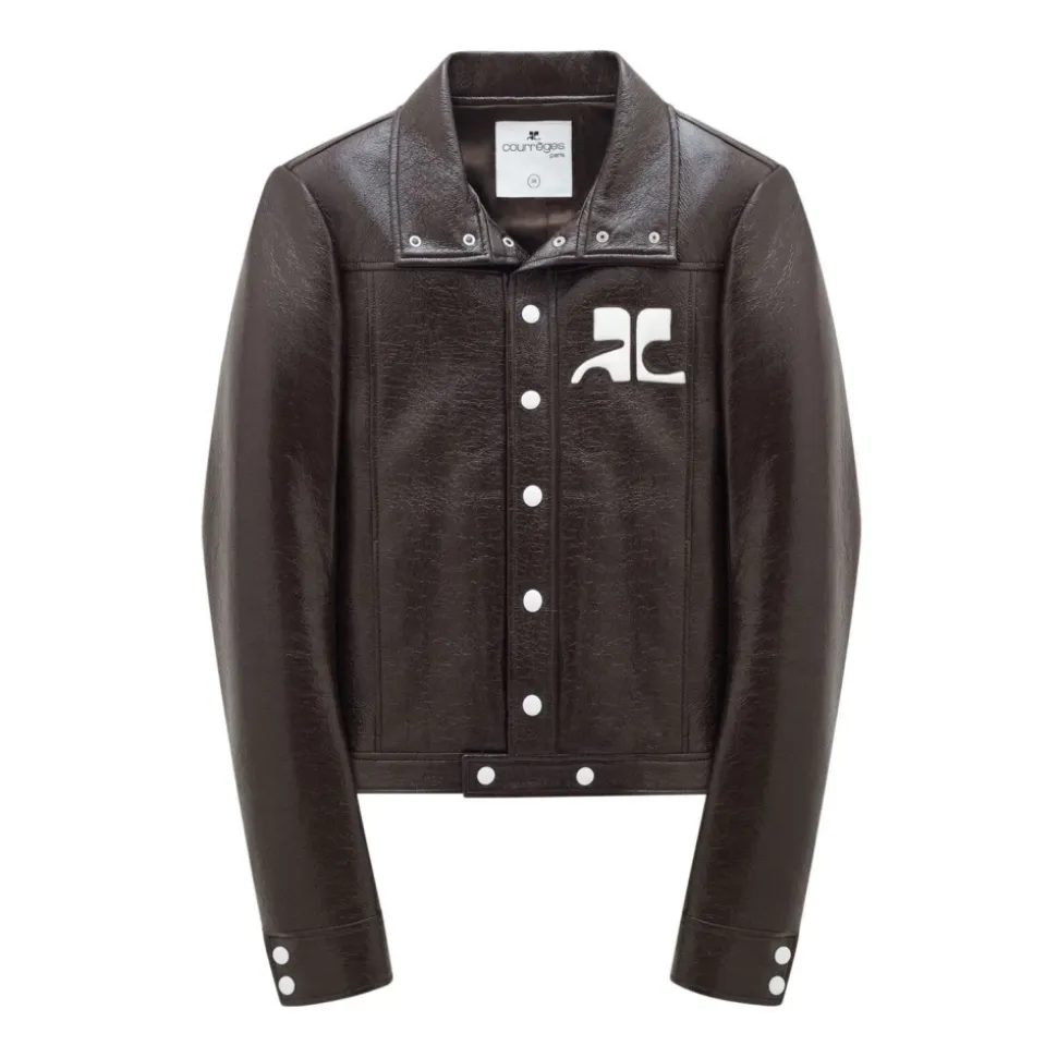 Veste à Écusson Logo en Similicuir
