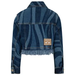 Veste en jean à franges et motifs