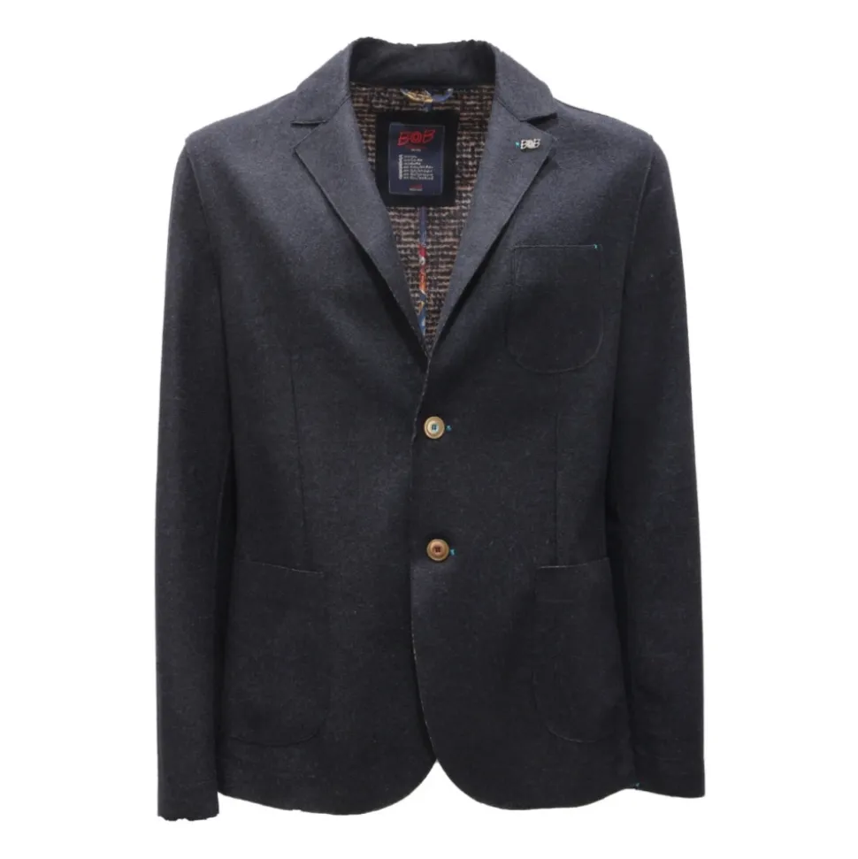 Veste en mélange de laine stretch bleu marine