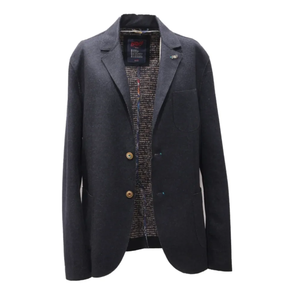Veste en mélange de laine stretch bleu marine