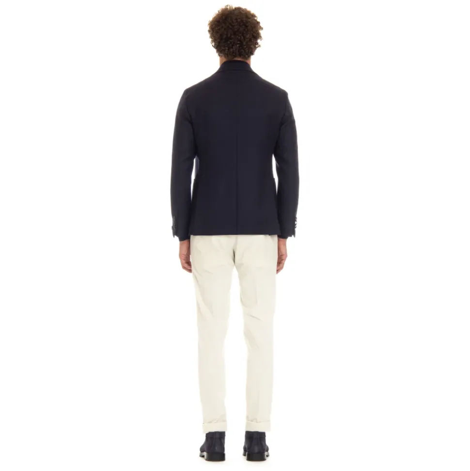 Veste tissée bleue avec revers miroir
