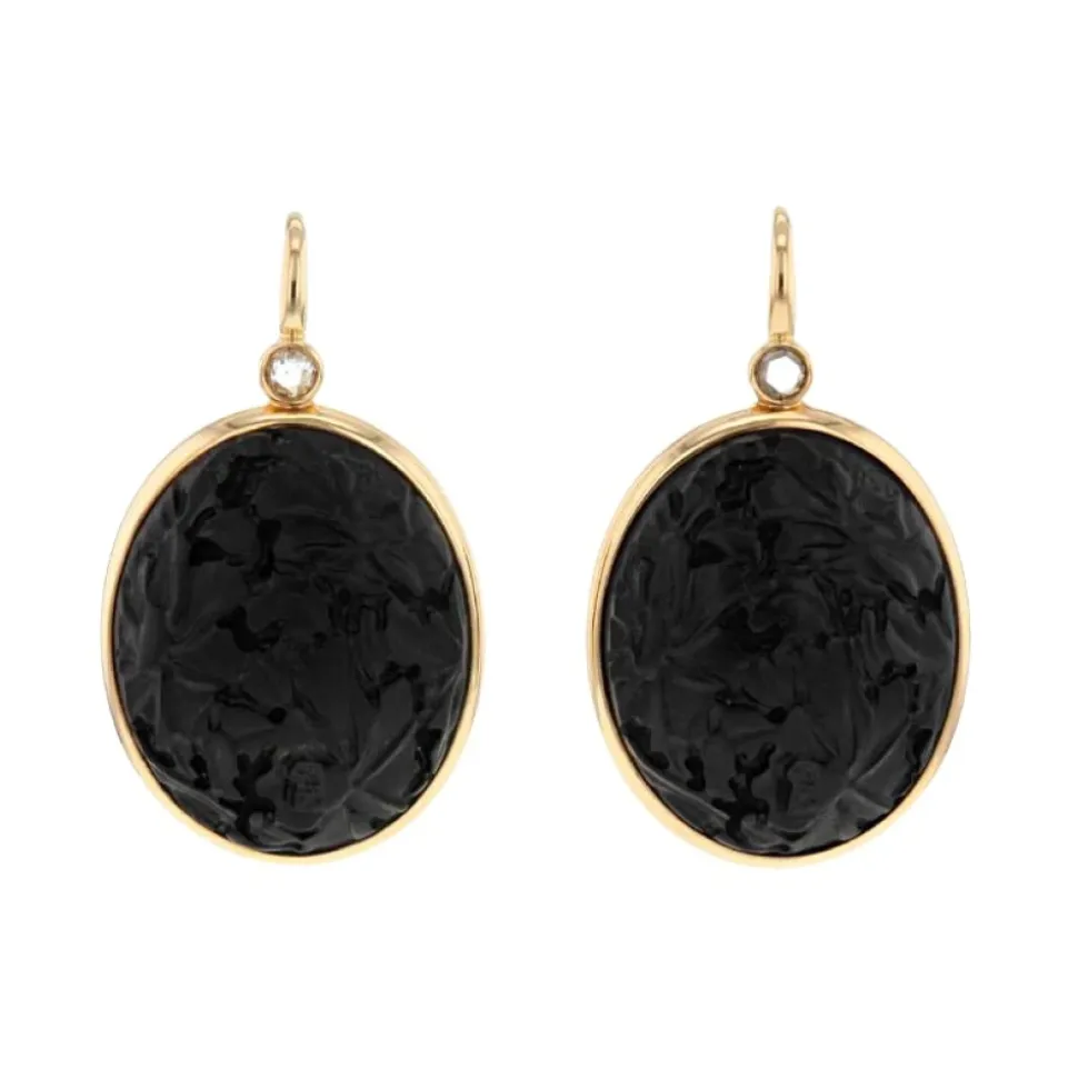 Victoria Jet Dia Rose Cut Earrings