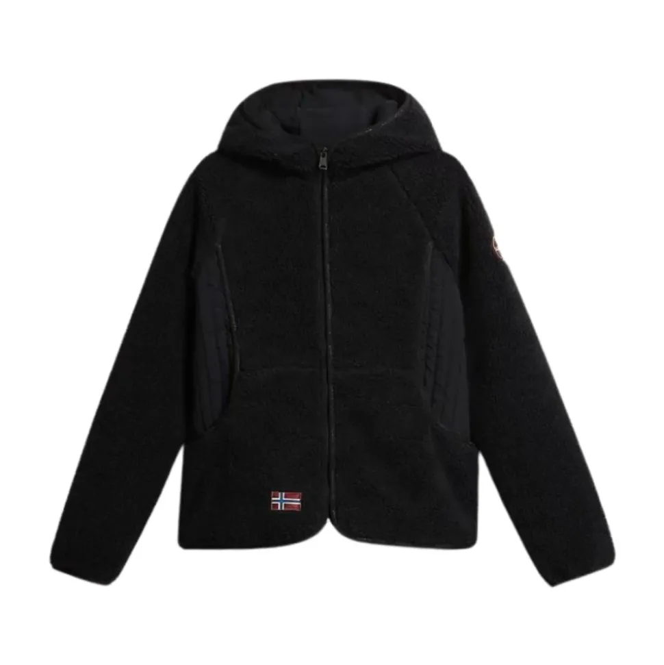 Yupik Sweat à Capuche et Zip en Polaire Noir